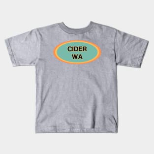 Cider Washington! Gold, Orange, and Light Pine Green Logo Design Kids T-Shirt